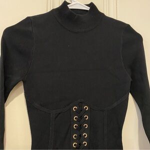 bebe Black Lace-Up Maxi Dress